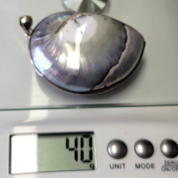 Nautilus Pendant Sterling Silver 925 Mother of Pearl Statement Pendant - Picture 11 of 12